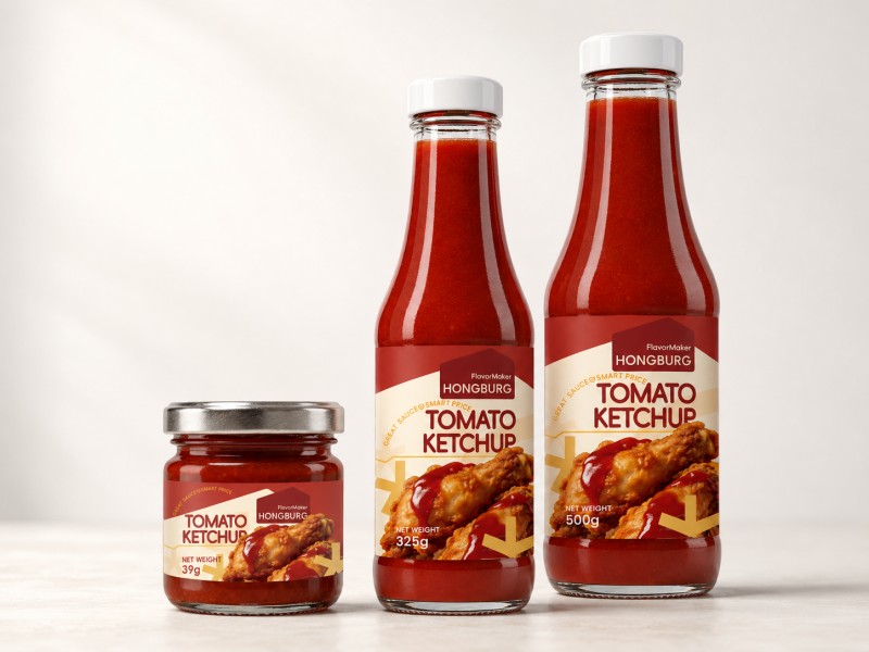 Tomato Ketchup in Glass Bottle